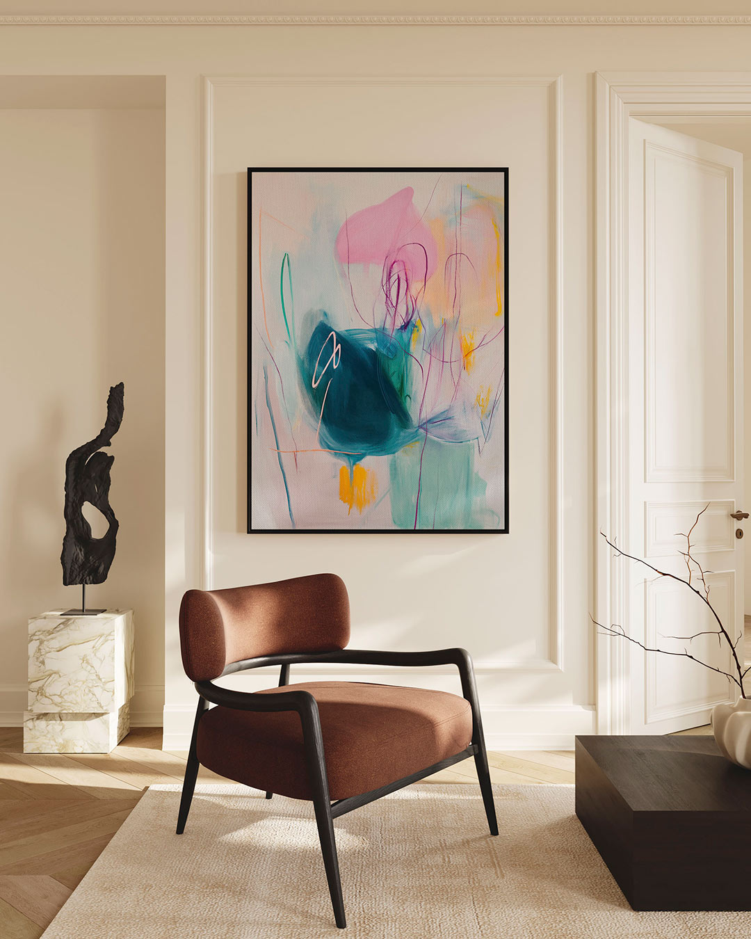Vloeiende kleurencompositie Kunstwerk