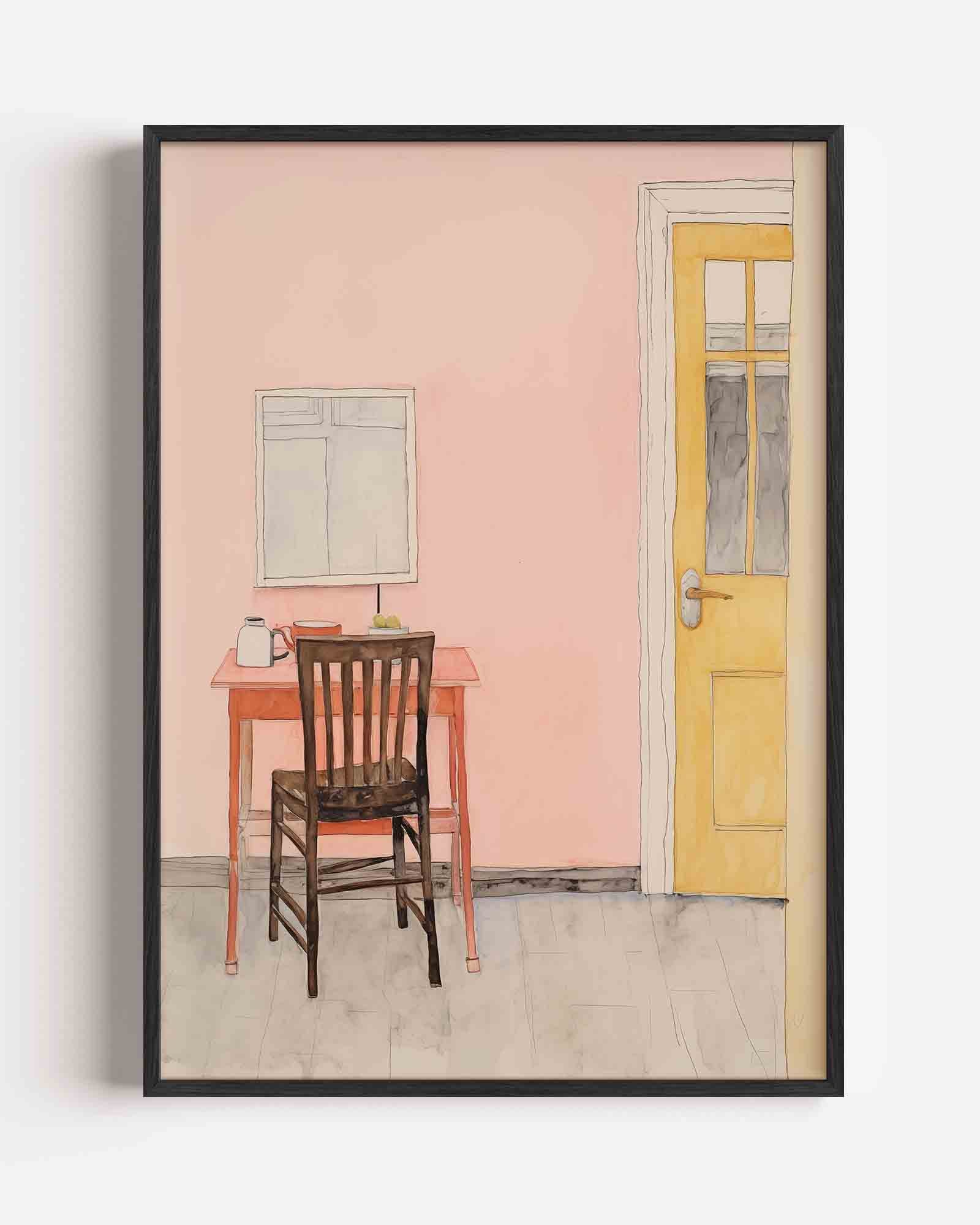 Interieur met stoel en tafel Poster