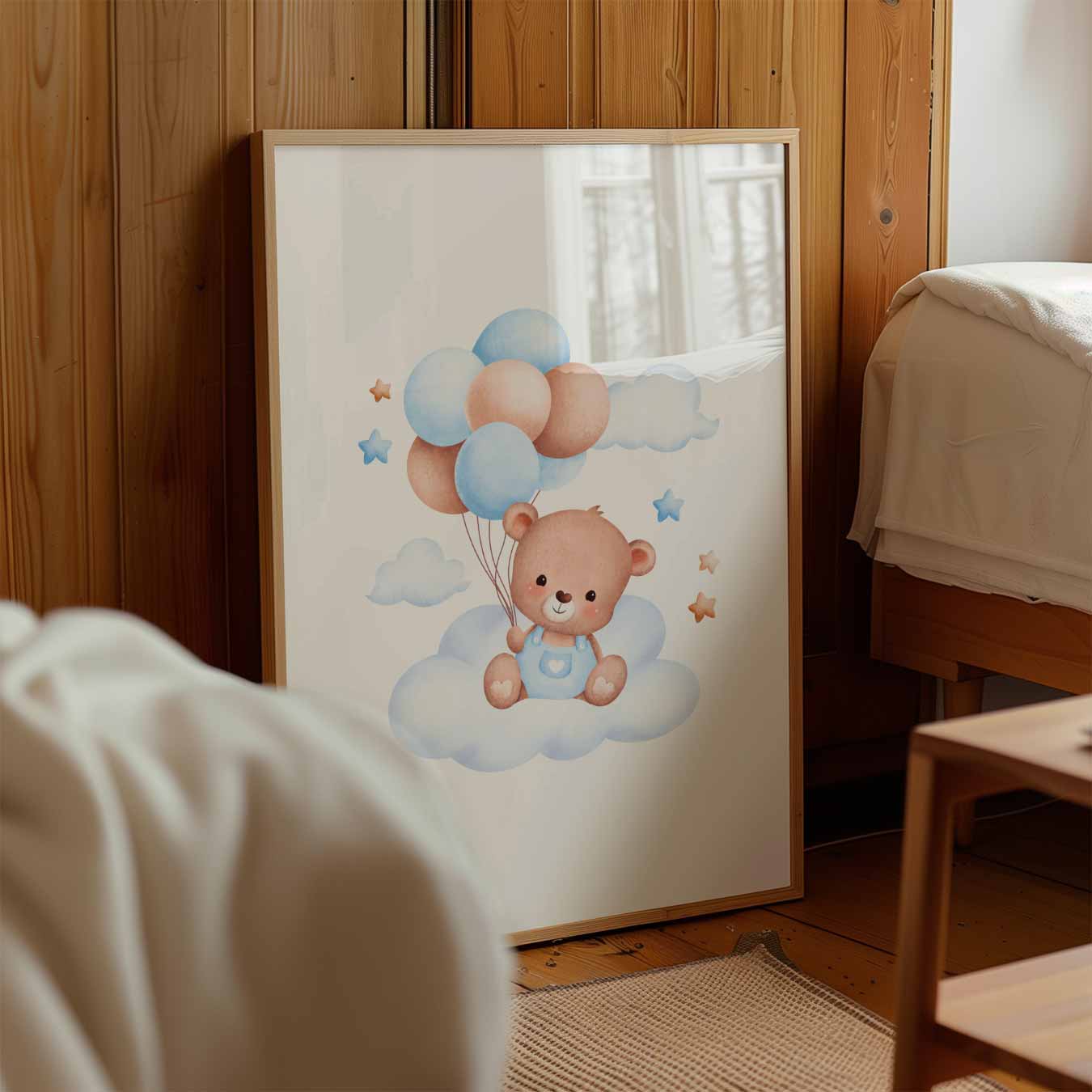 Schattige Teddybeer op Dromenwolk Poster-WallArtistic