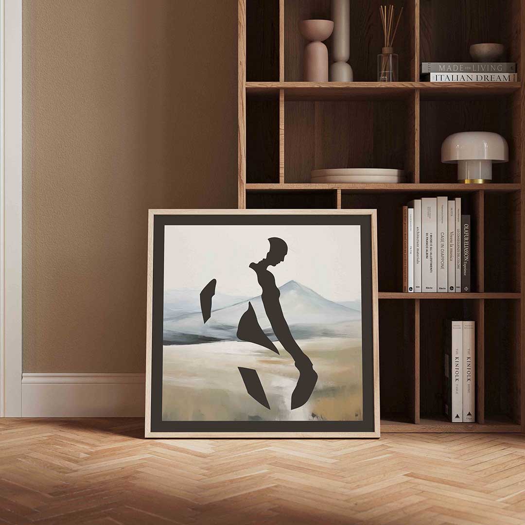 Silhouet in landschap Poster