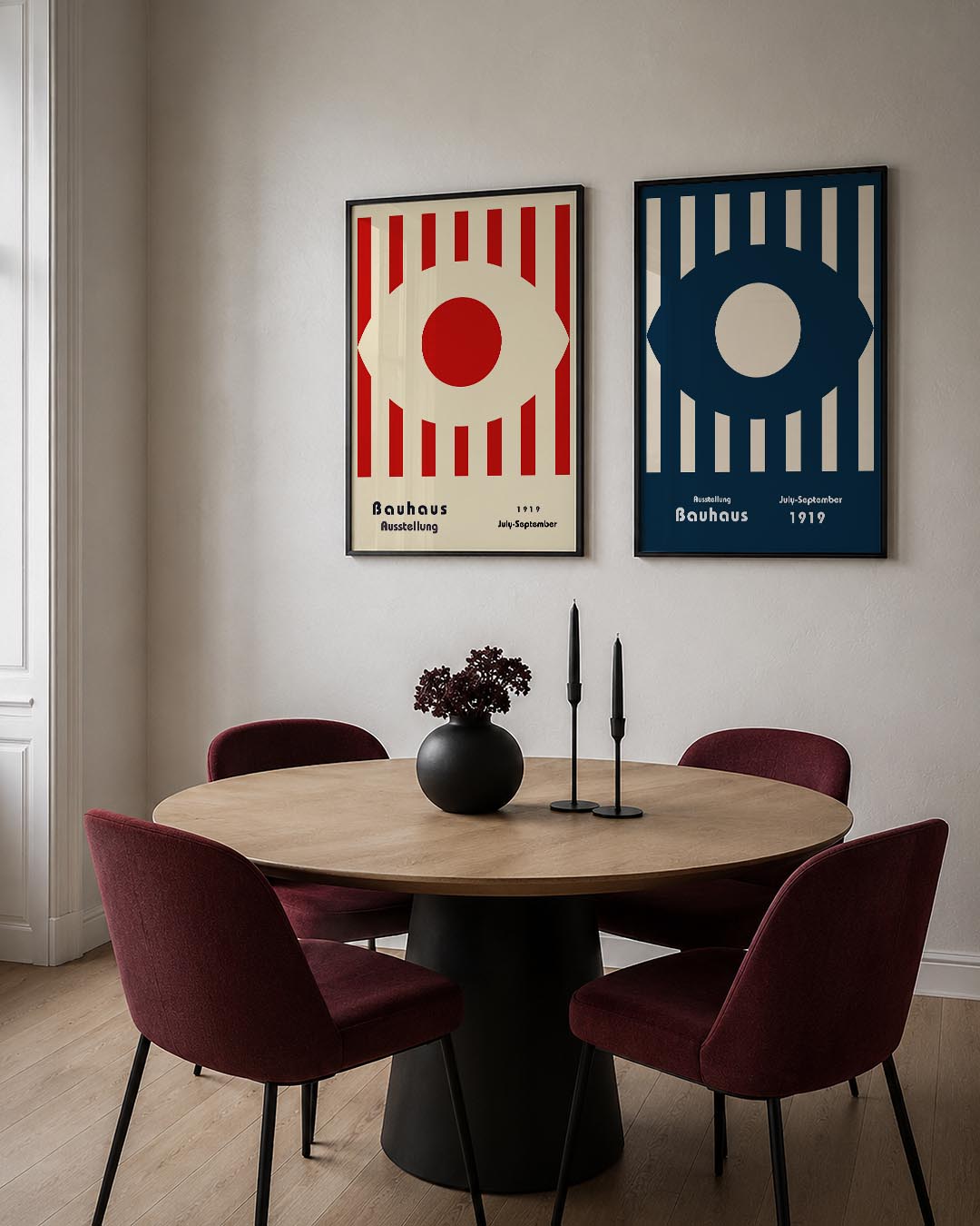 Rode cirkel en strepen Posterset