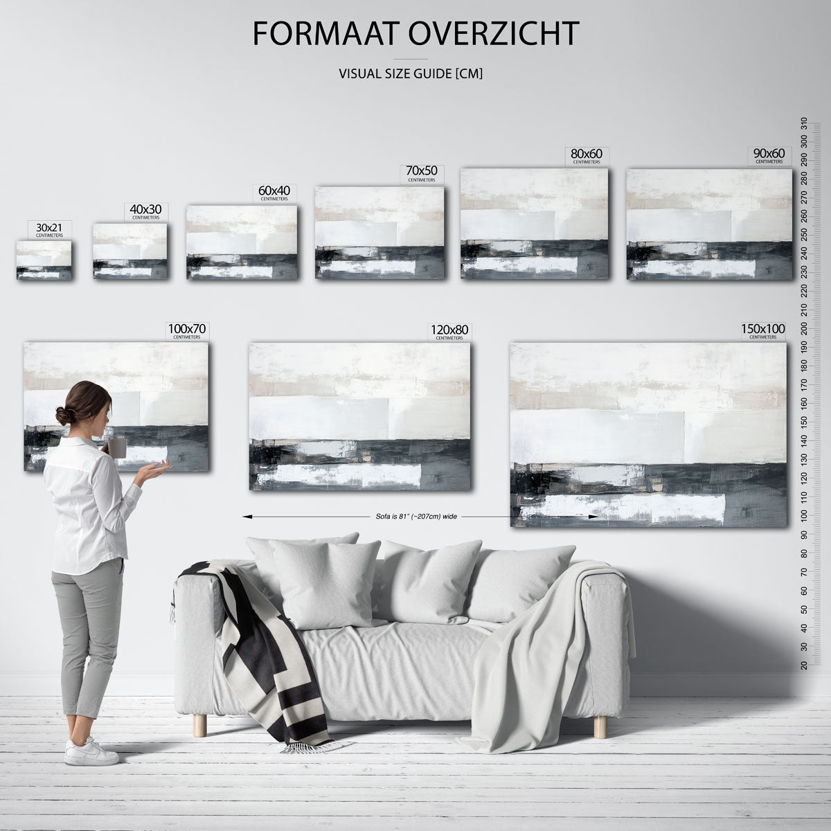 Abstracte grijze en witte Poster
