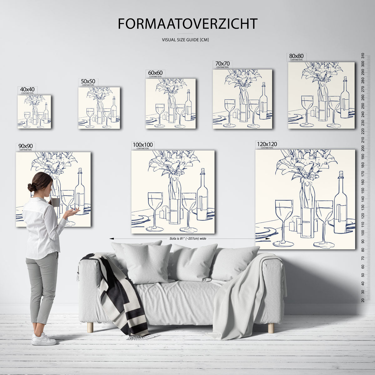 Stilleven met glazen en bloemen Poster