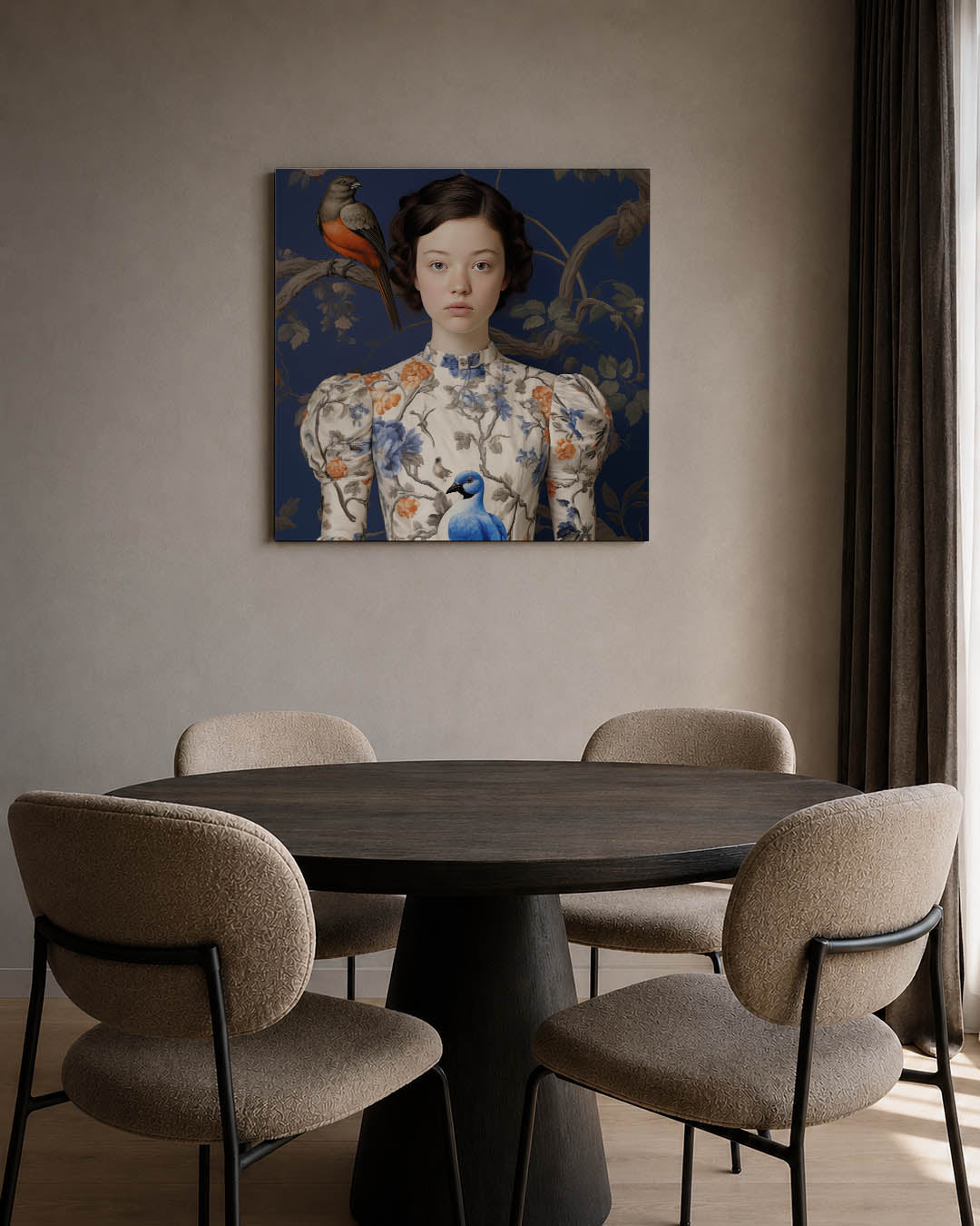 Vogels en bloemen portret Kunstwerk