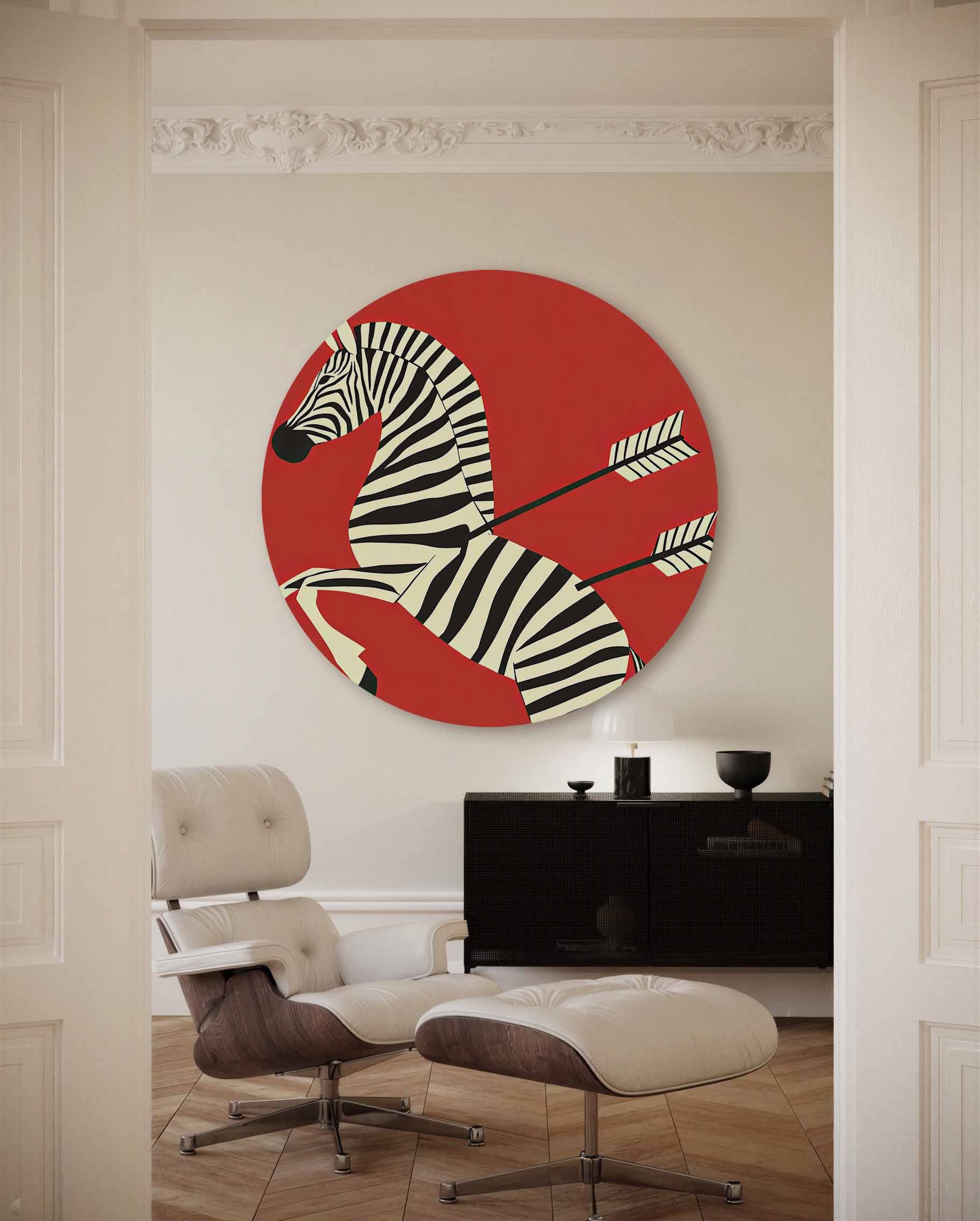 Zebra met pijlen Muurcirkel