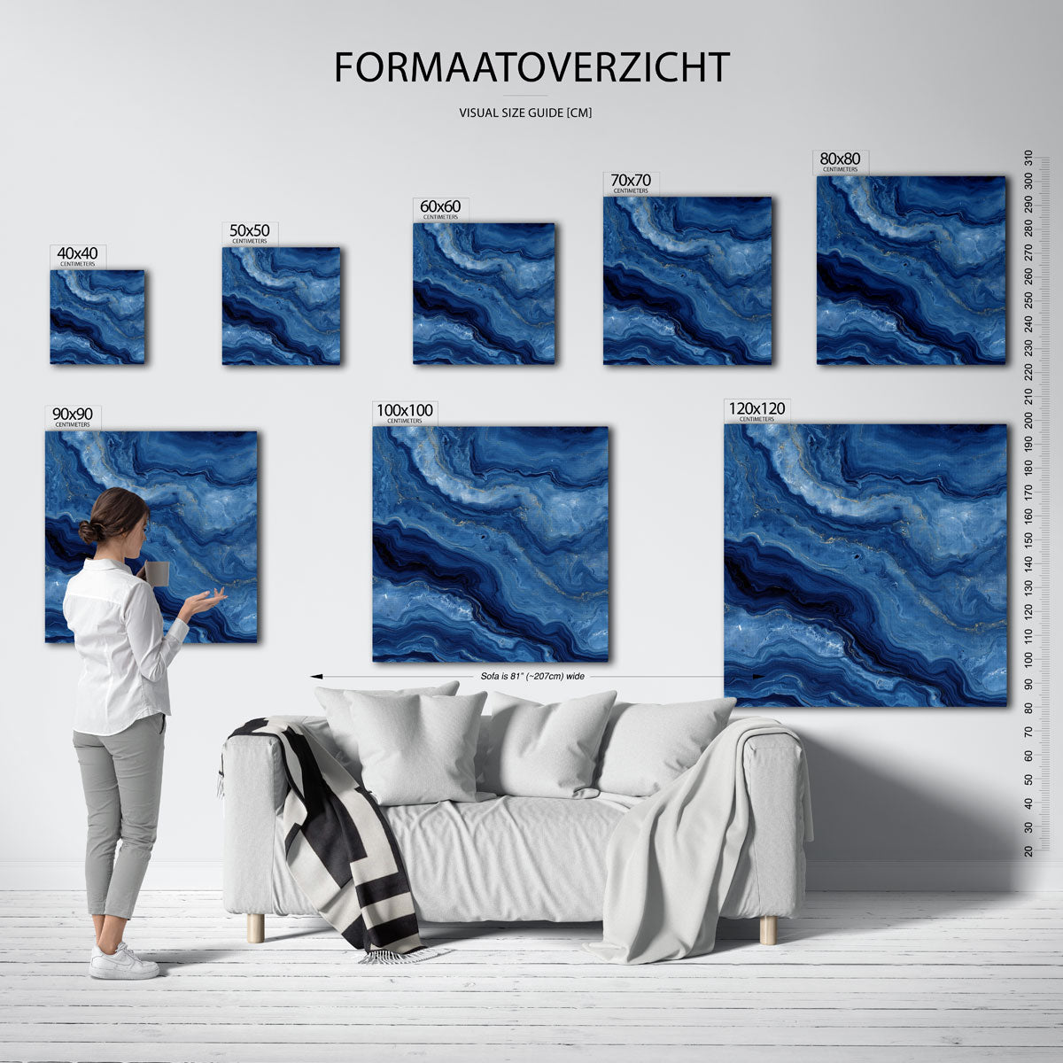 Blauwe marmerstructuur Poster