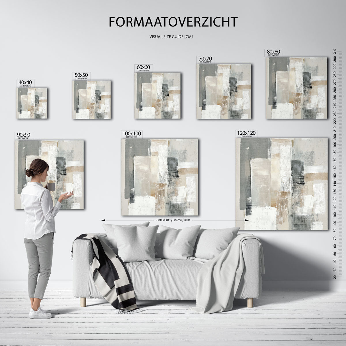 Abstracte beige en grijze vlakken Poster