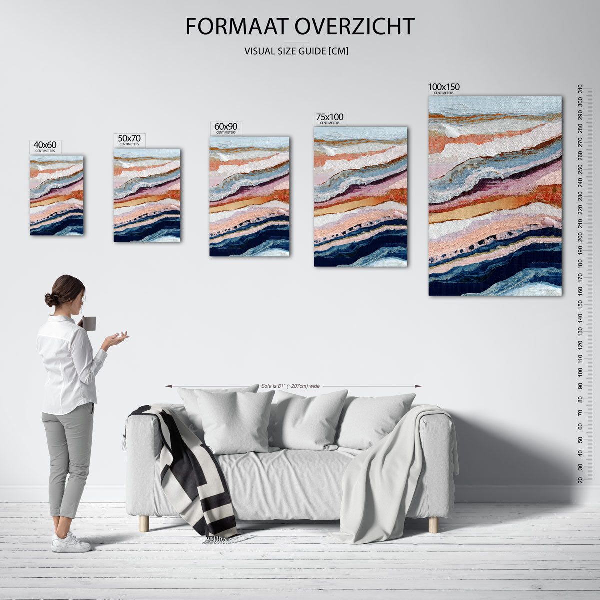 Gelaagde kleurencompositie Kunstwerk