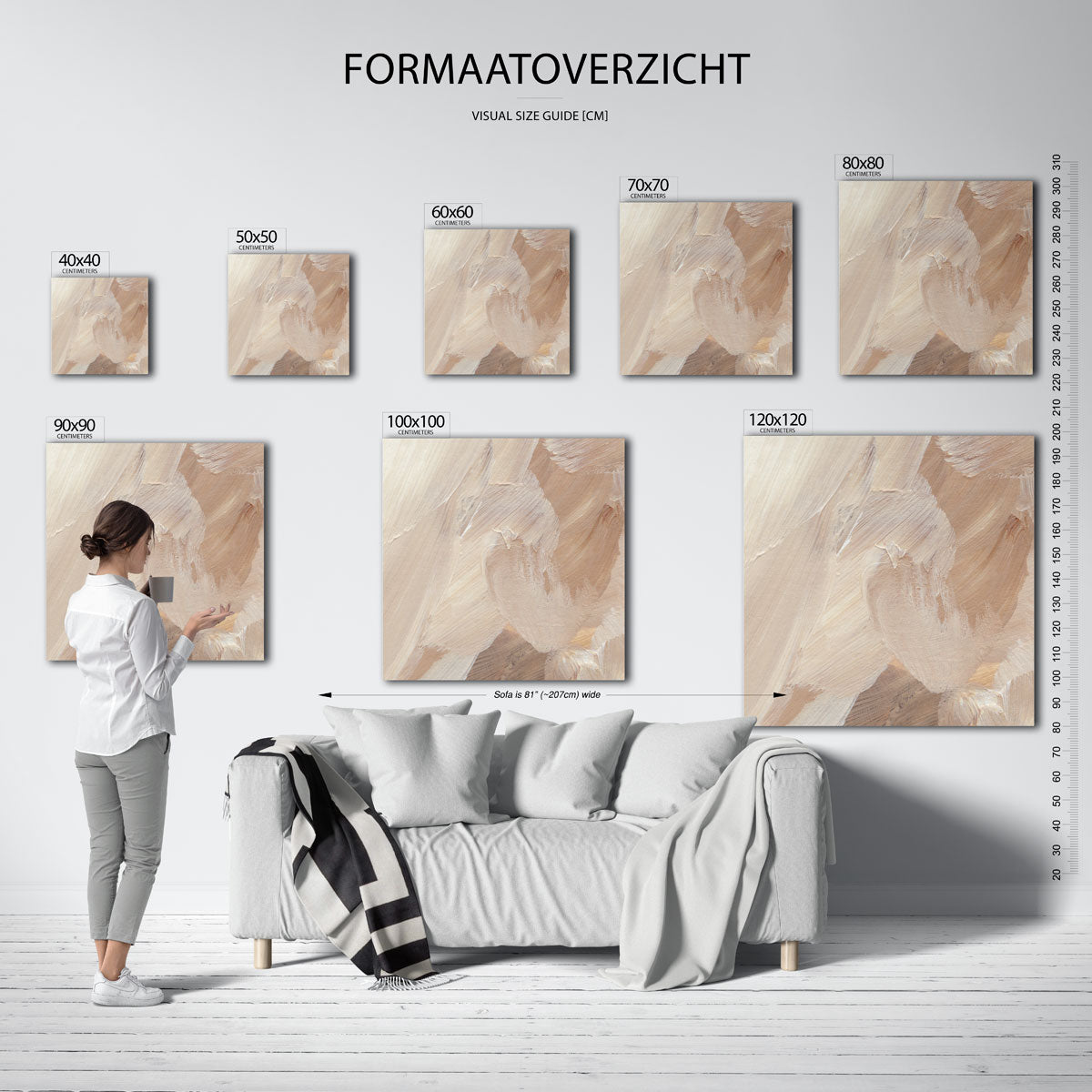 Abstracte beige penseelstreken Poster