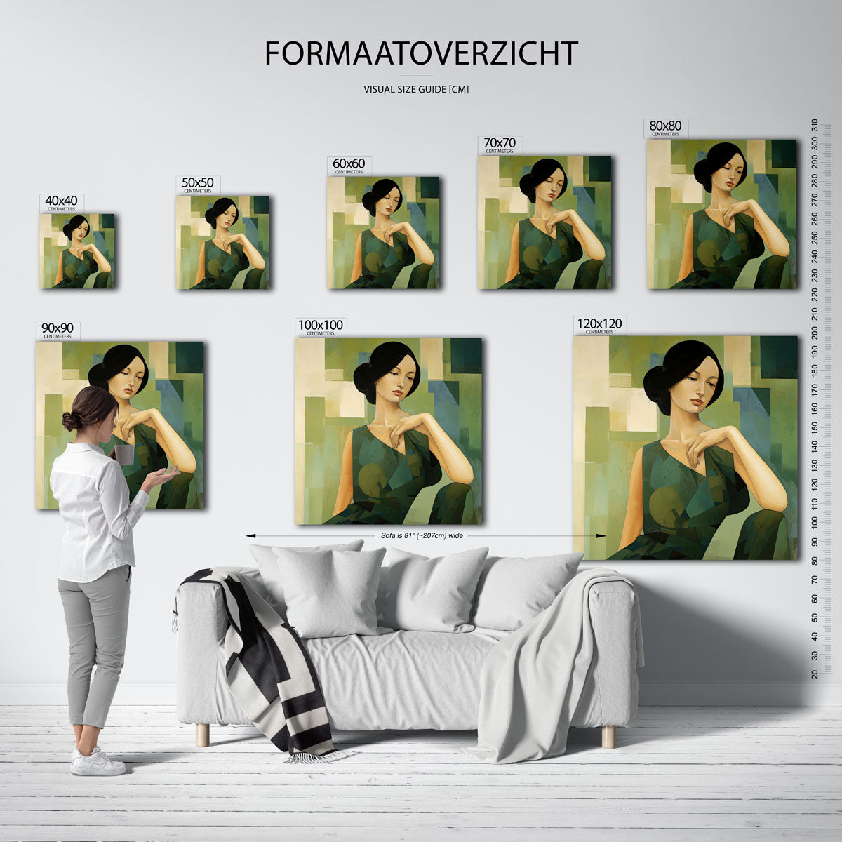 Vrouw in groene tinten Poster
