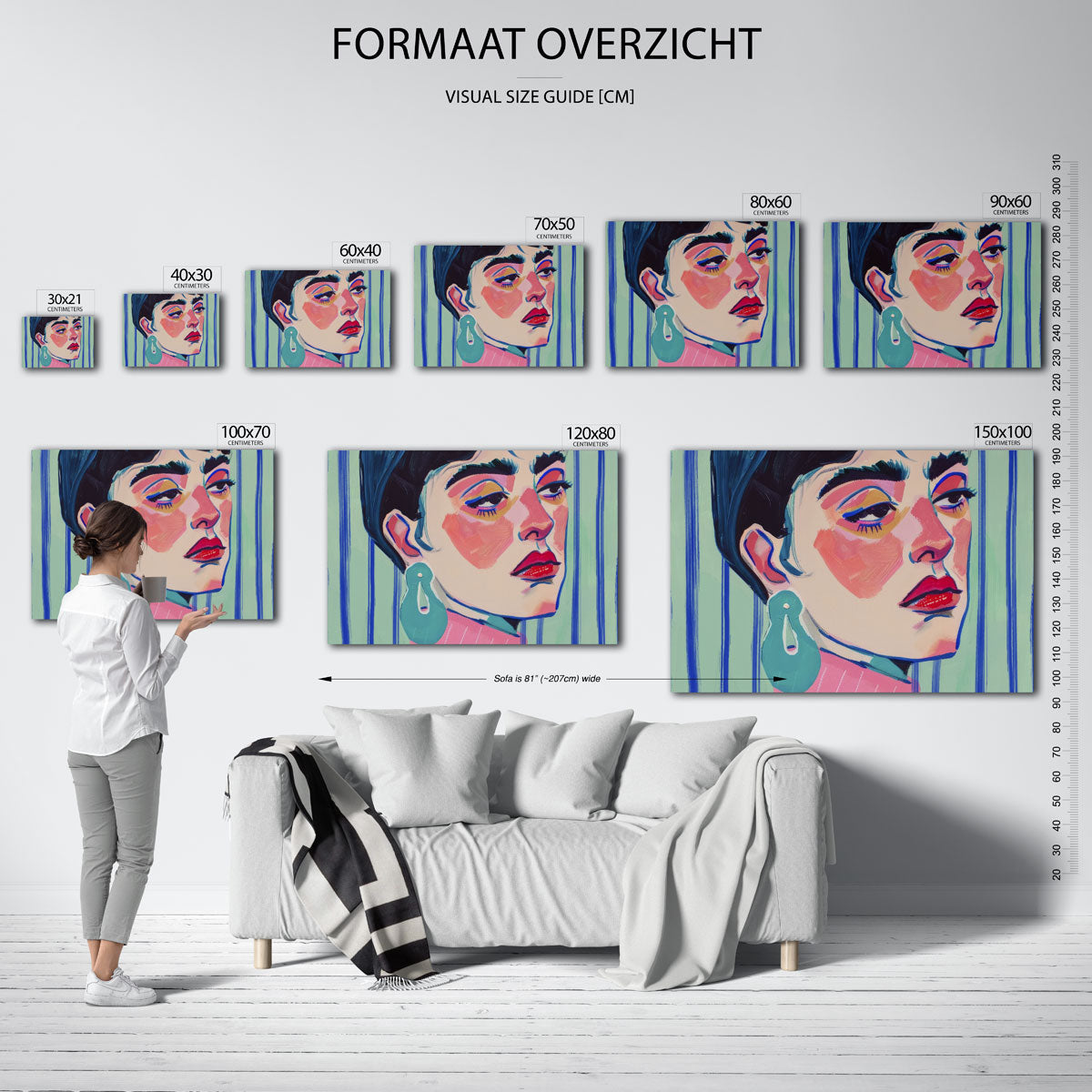 Portret met kleurrijke accenten Poster
