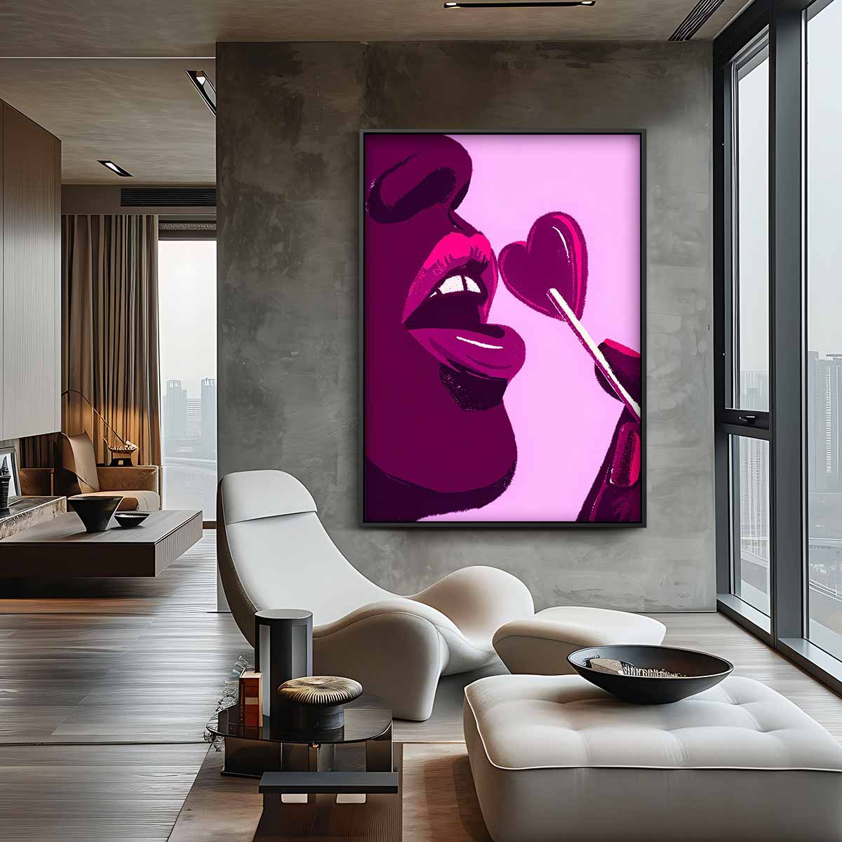 Liefdeslolly in Pop Art Kunstwerk-canvas-dibond-plexiglas-wanddecoratie-WallArtistic