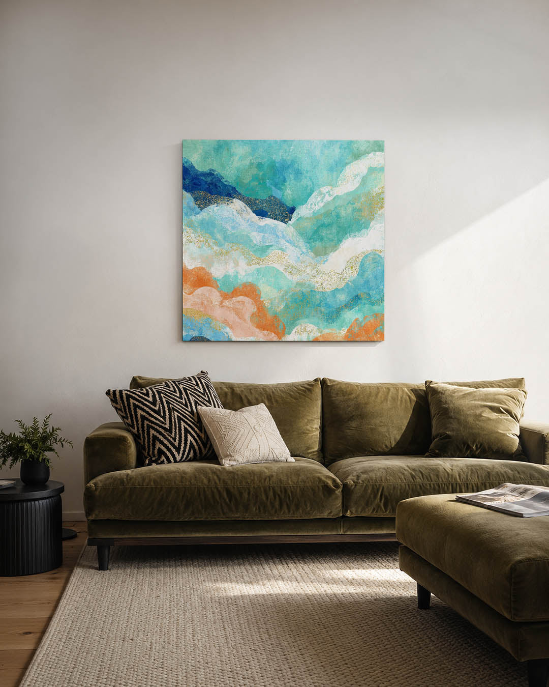 Golvende kleurencompositie Kunstwerk