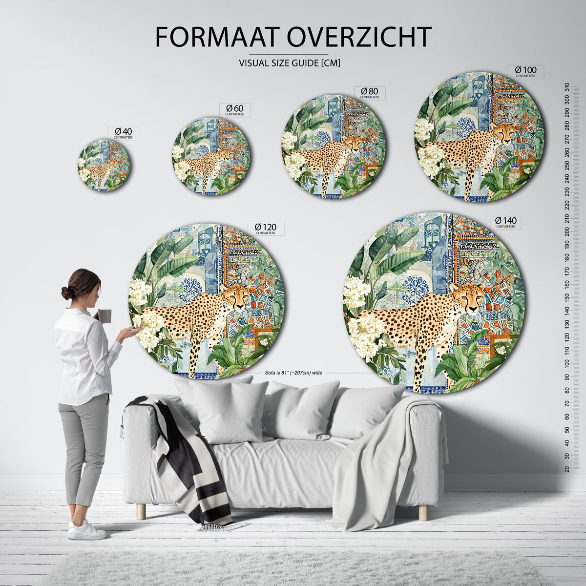 Luipaard en planten Muurcirkel