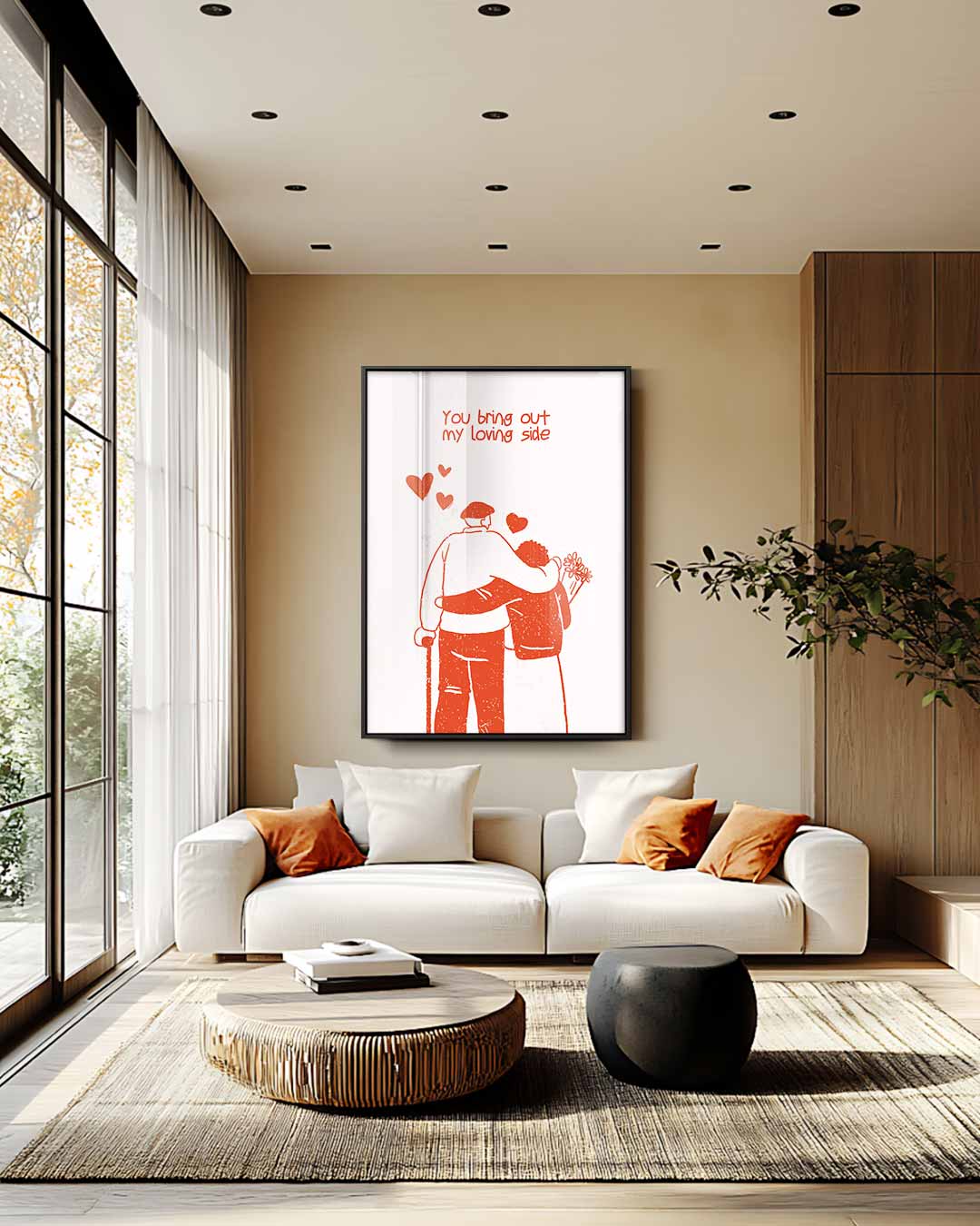 Liefdevolle Omarming Illustratie Kunstwerk-canvas-dibond-plexiglas-wanddecoratie-WallArtistic