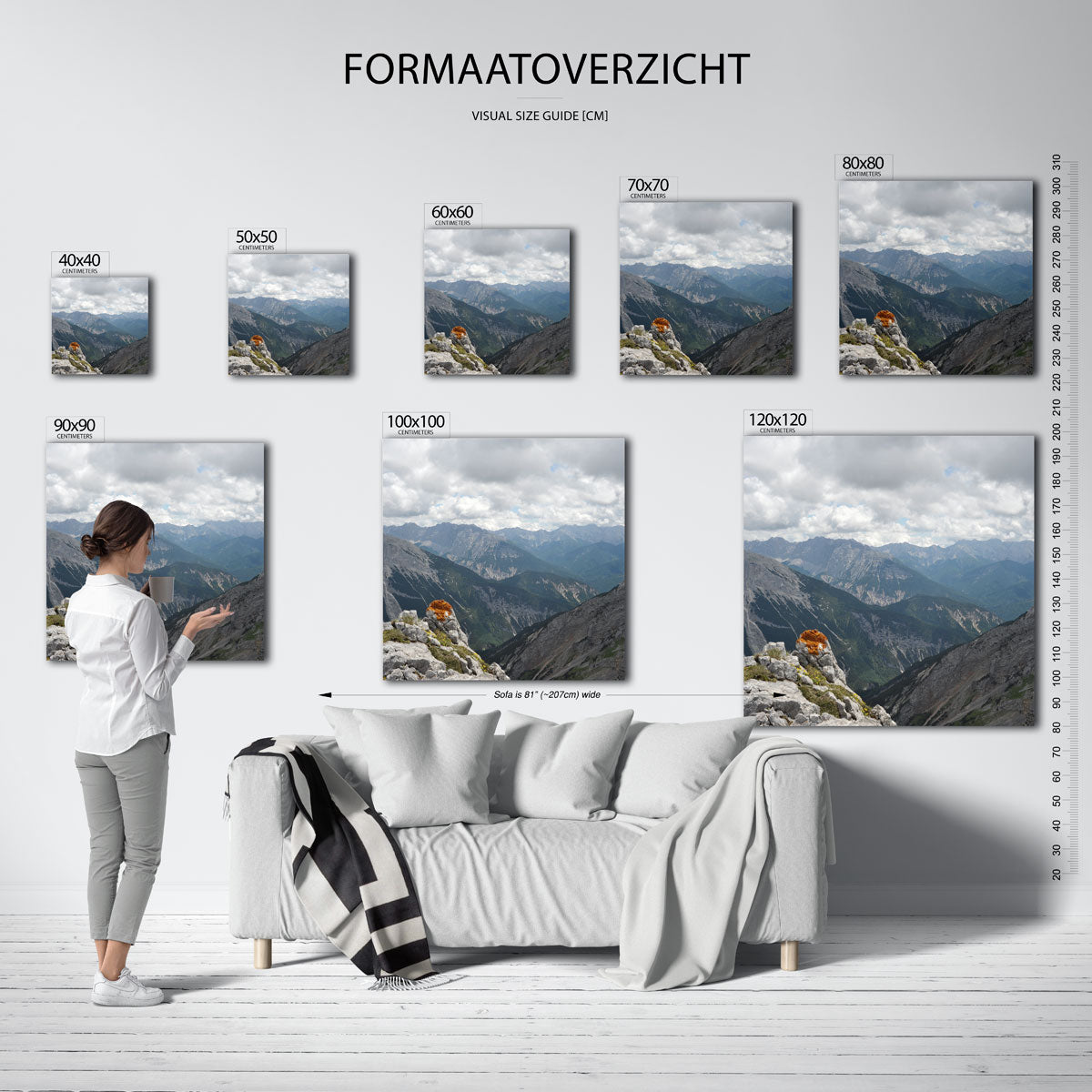 Berglandschap met wolken Kunstwerk