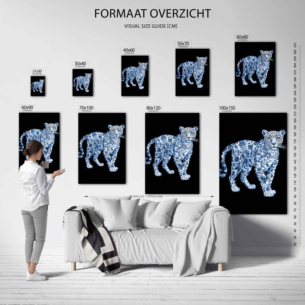 Luipaard met bloemen Poster