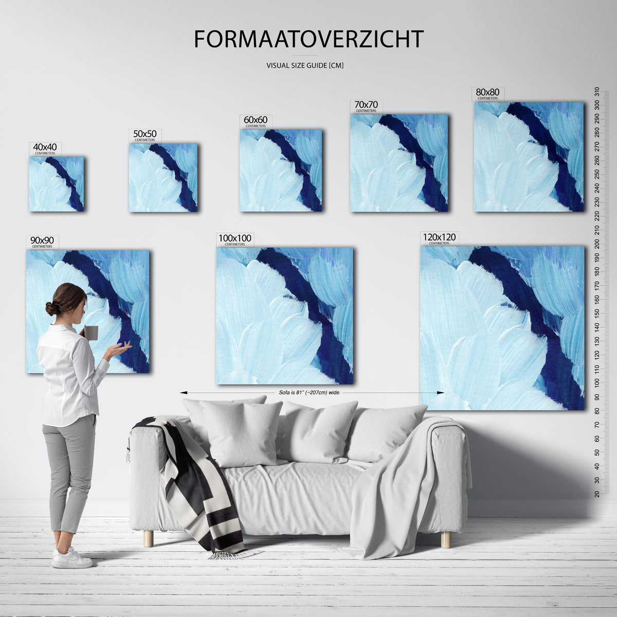 Blauwe penseelstreken Poster
