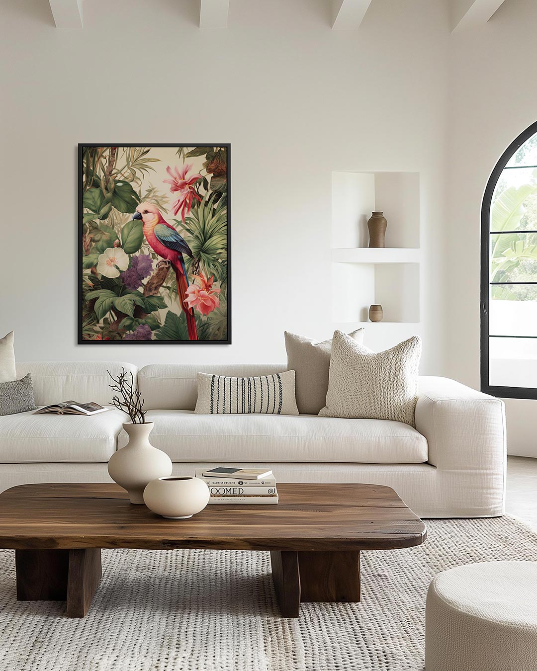 Exotische vogel en bloemen Kunstwerk