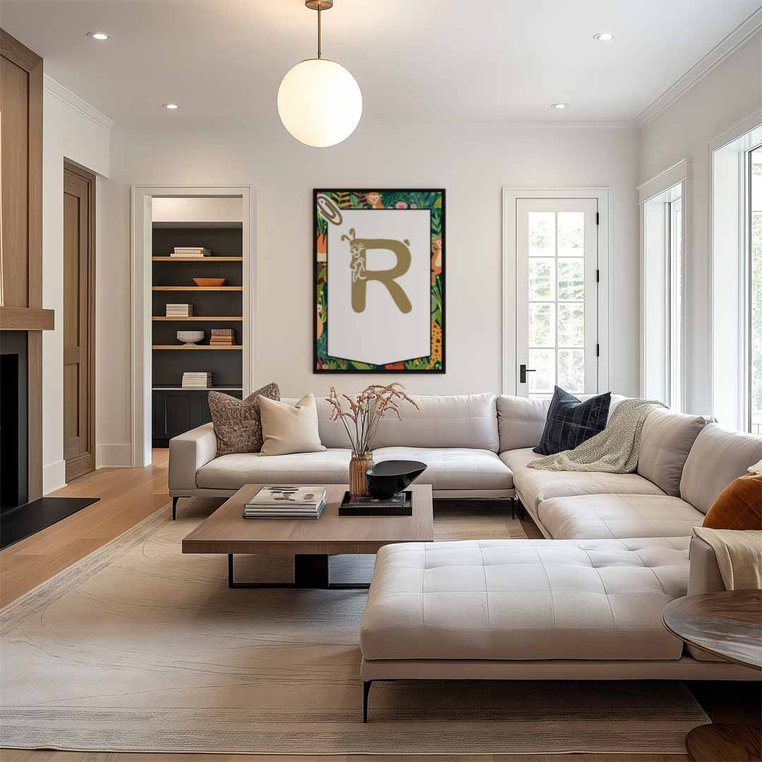 Jungle Alfabet Poster - Letter R Kunstwerk-canvas-dibond-plexiglas-wanddecoratie-WallArtistic