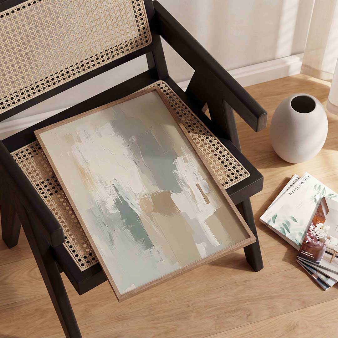 Abstracte beige en grijze Poster