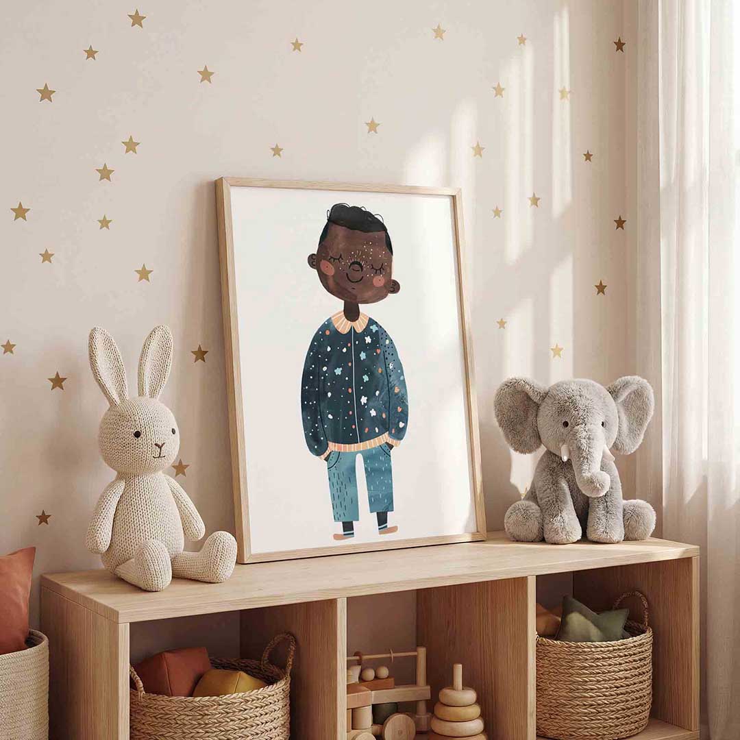 Kind met blauwe trui Poster