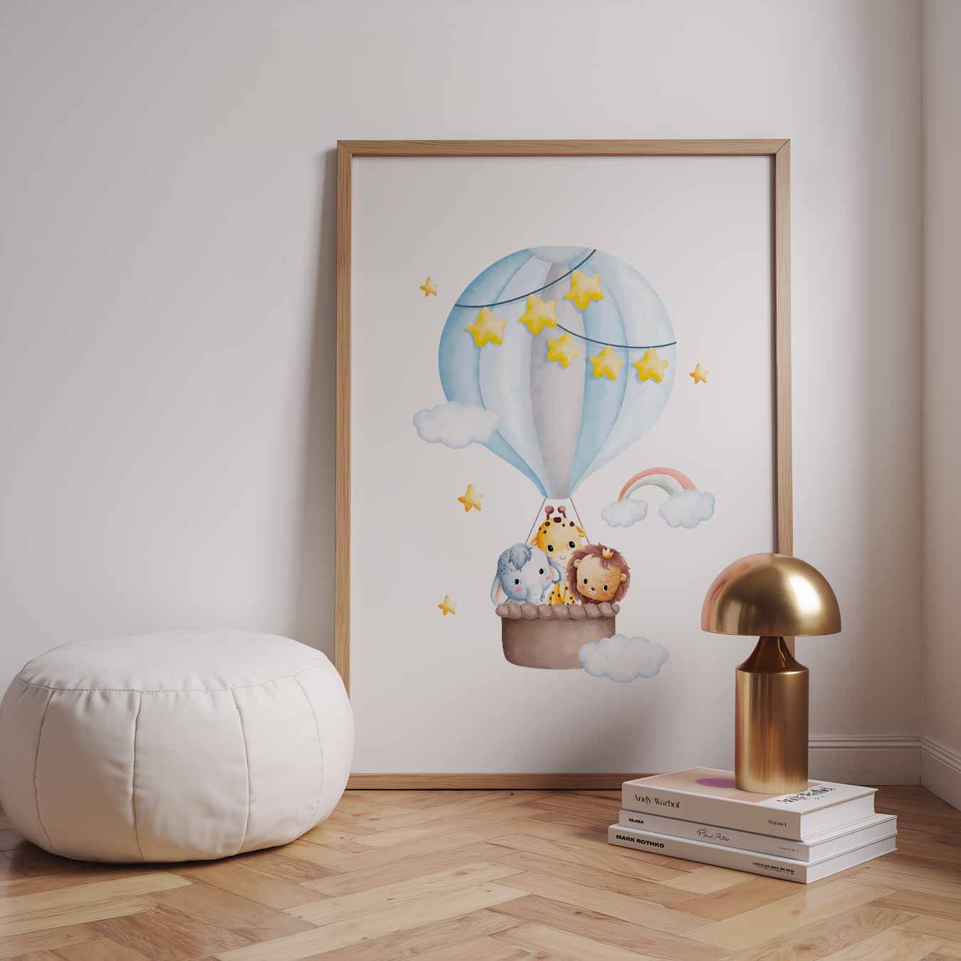 Dromerige Ballon Safari Kinderposter-WallArtistic