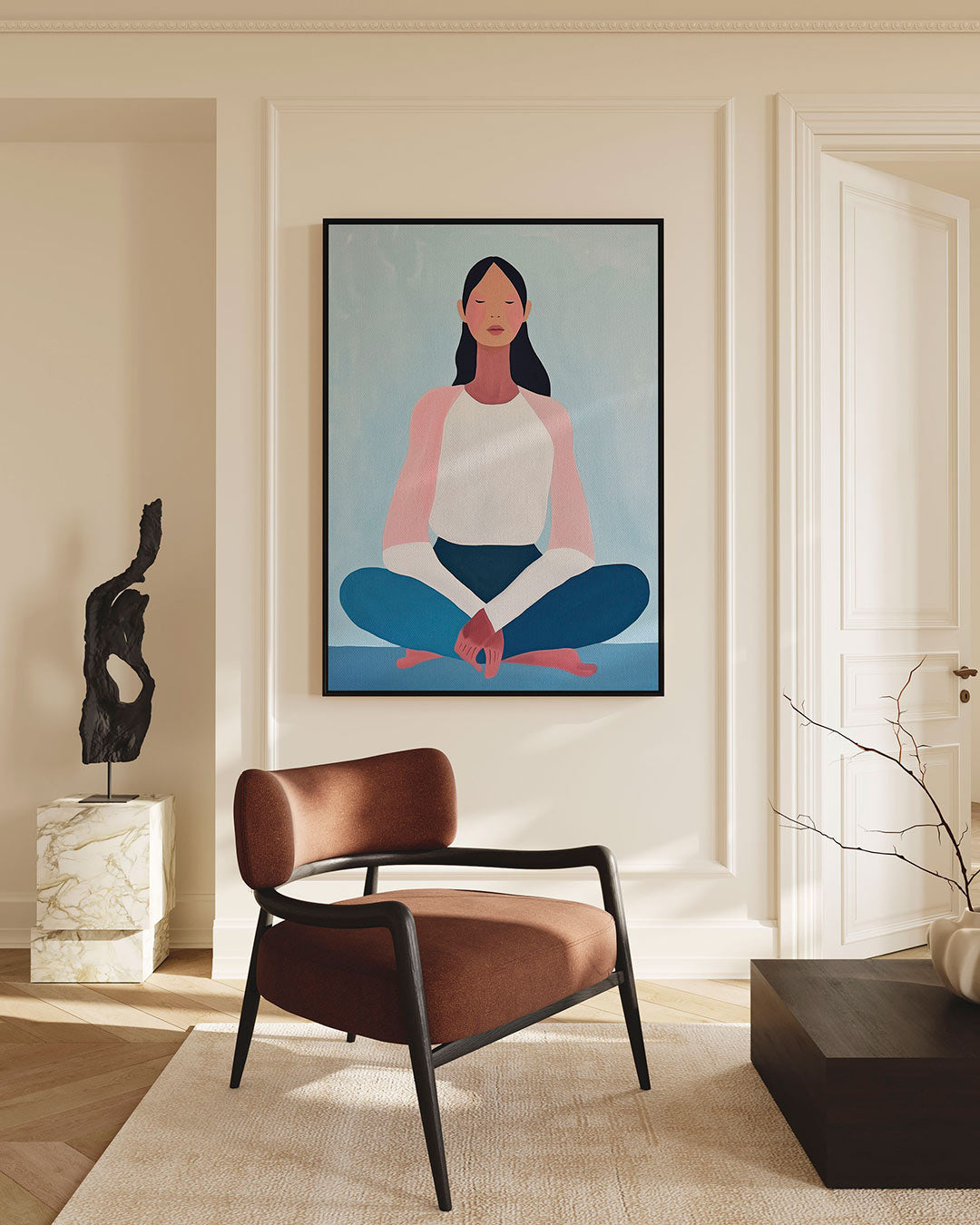 Meditatieve vrouw Kunstwerk