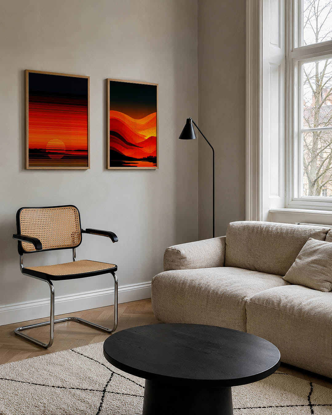 Zonsondergang lijnen Posterset
