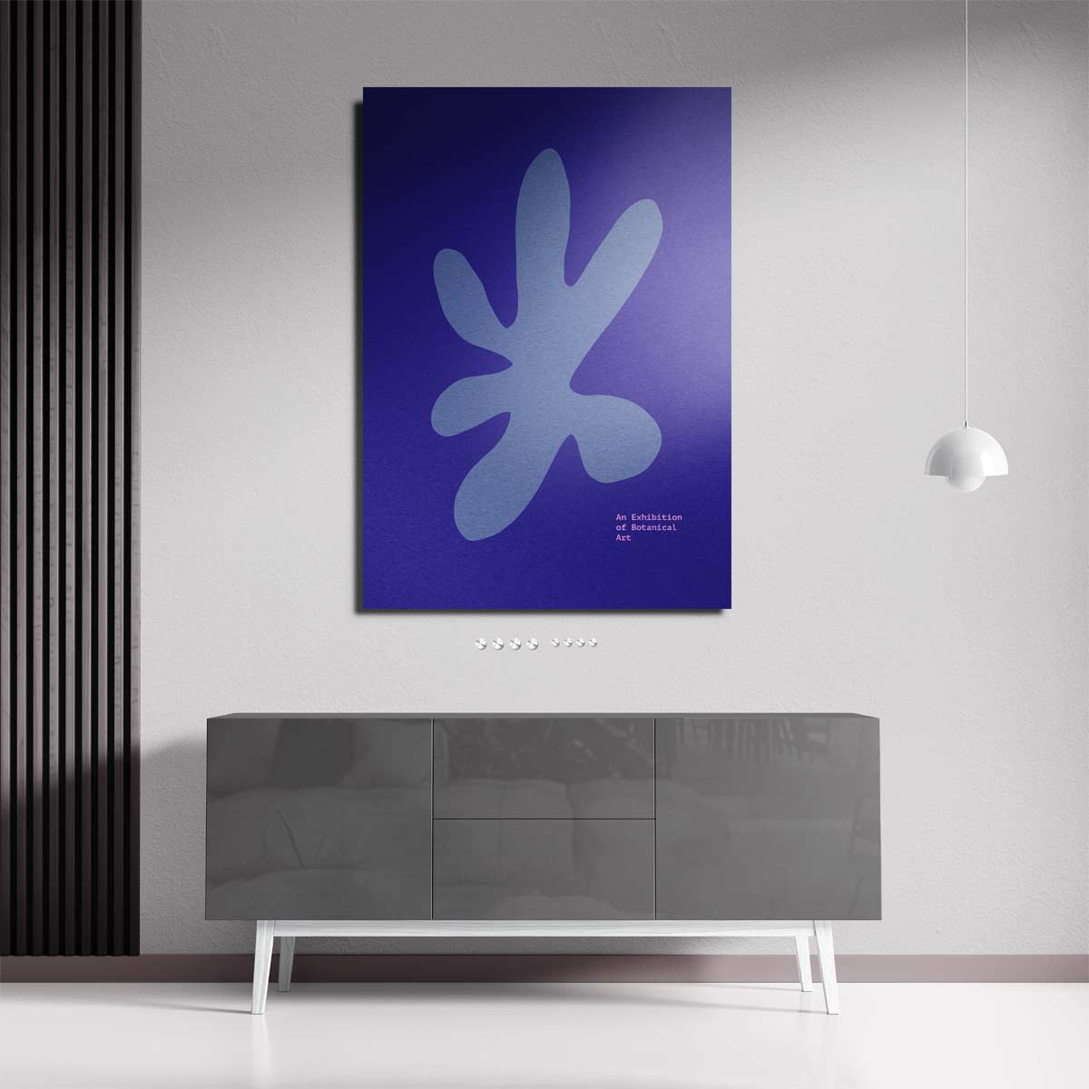 Blauwe Botanische Vormen Kunstwerk-canvas-dibond-plexiglas-wanddecoratie-WallArtistic