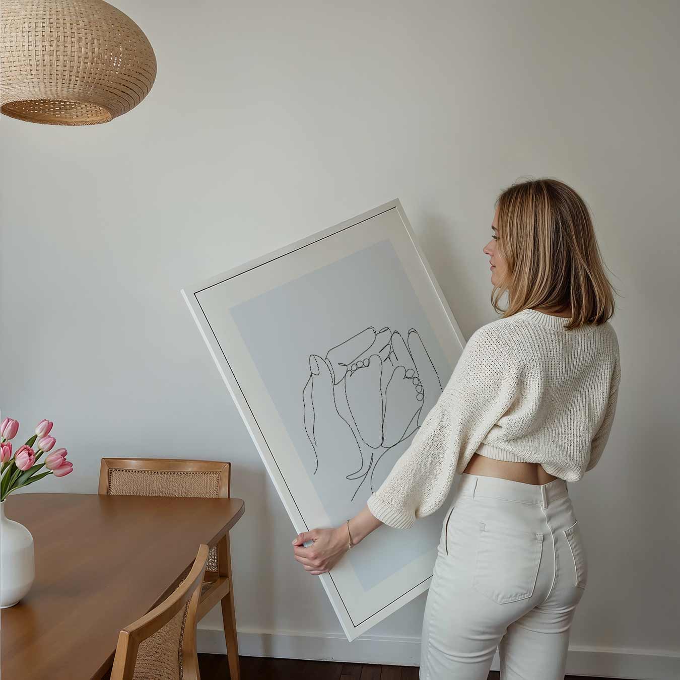 Moederliefde in Lijntekening Poster-WallArtistic
