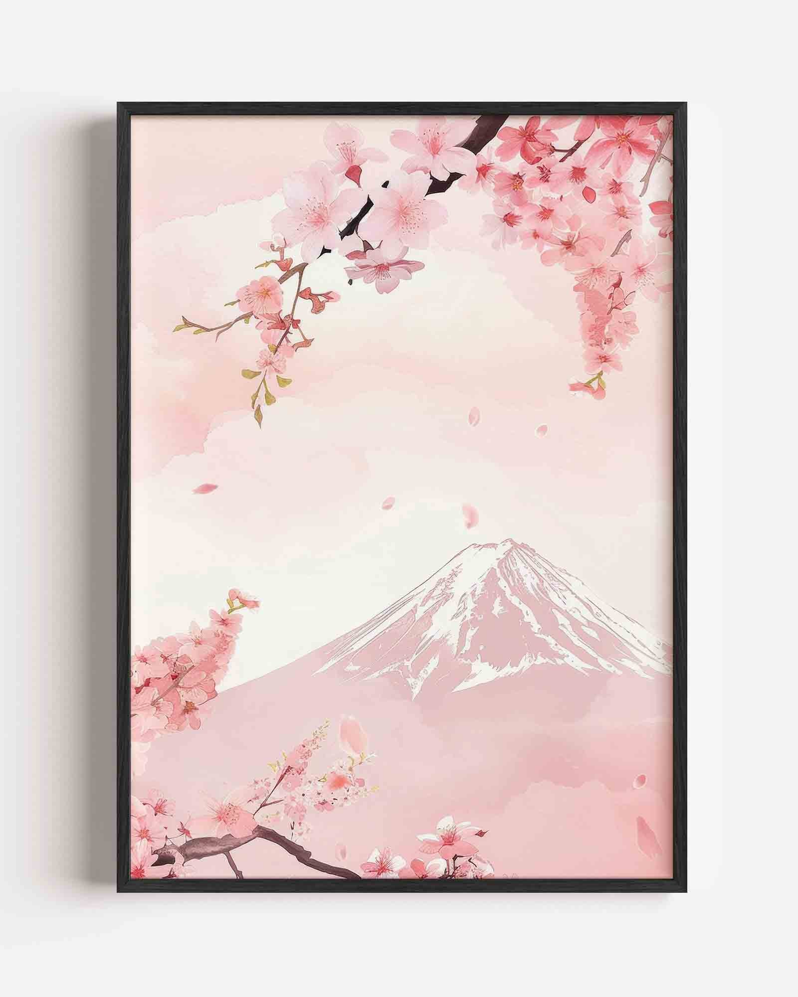 Bloesem en berg Poster