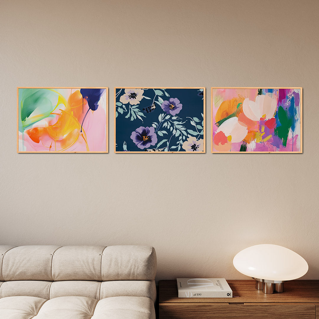 Kleurrijke vloeiing Posterset