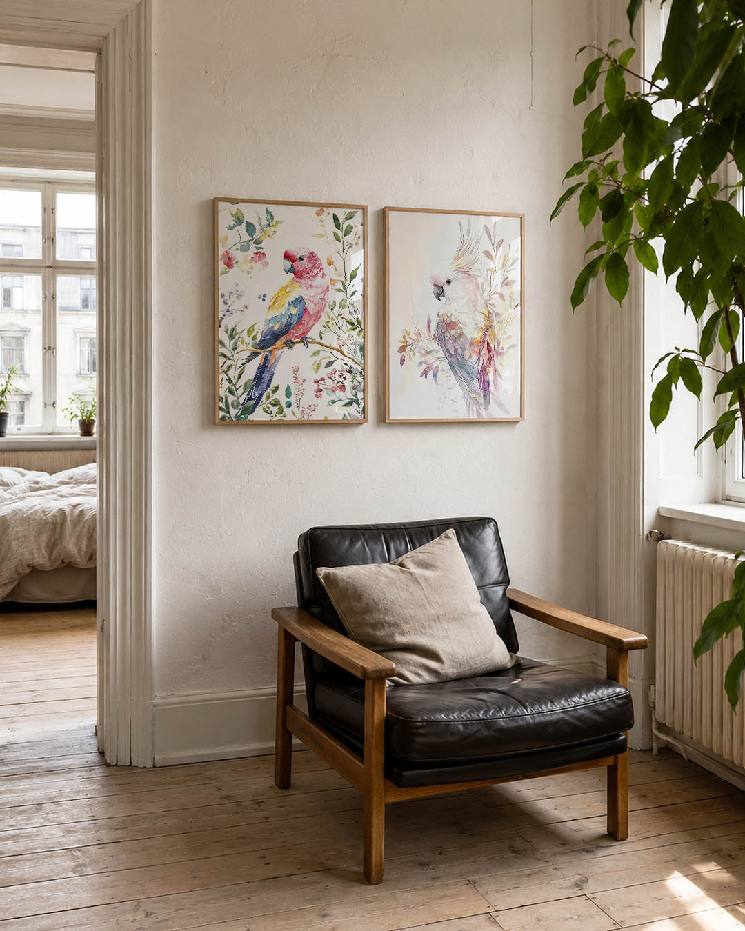 Vogel en bloemen Posterset