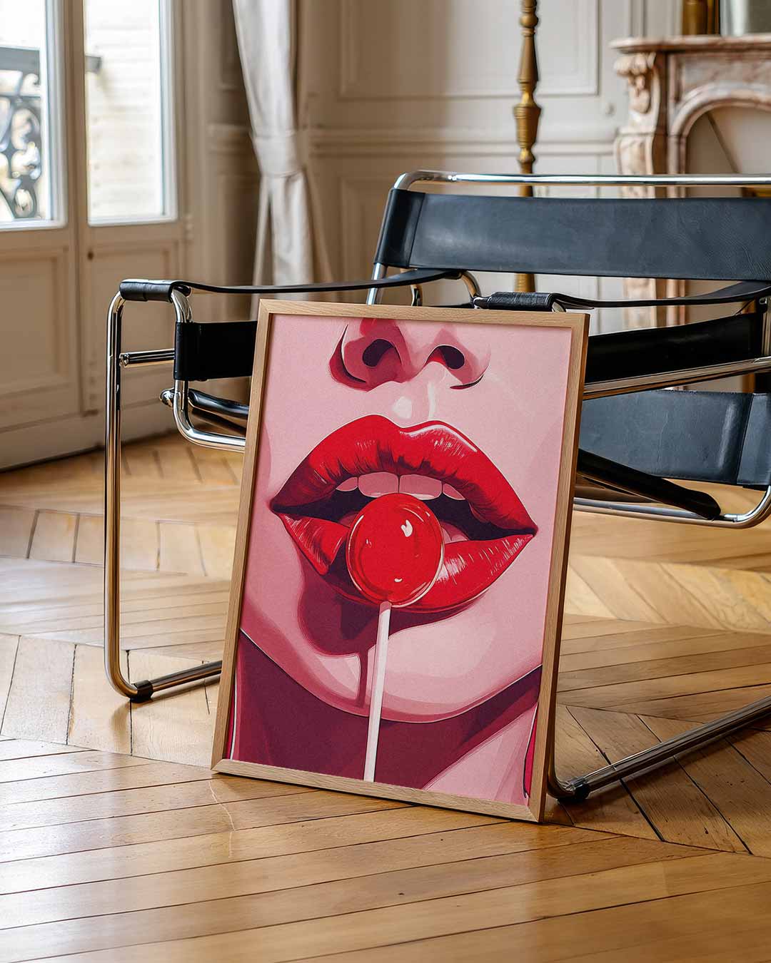 Verleidelijke Rode Lippen Poster-WallArtistic