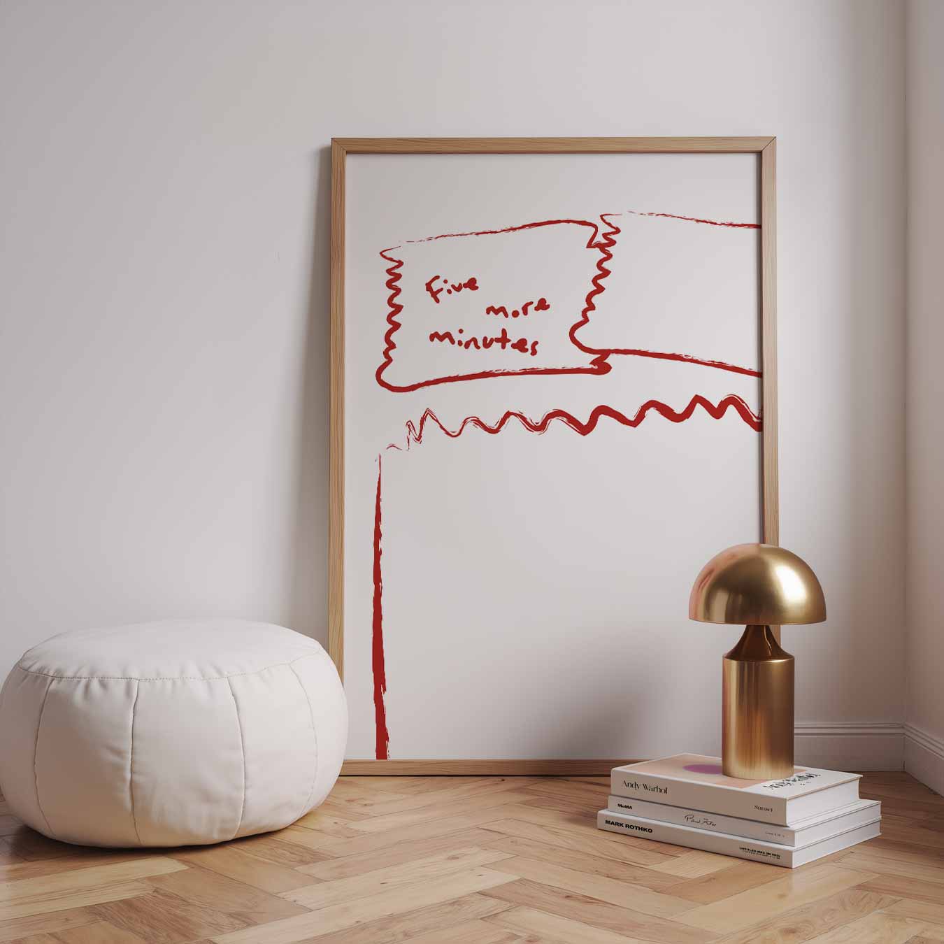 Vrolijke "Five More Minutes" Wekkerposter-WallArtistic