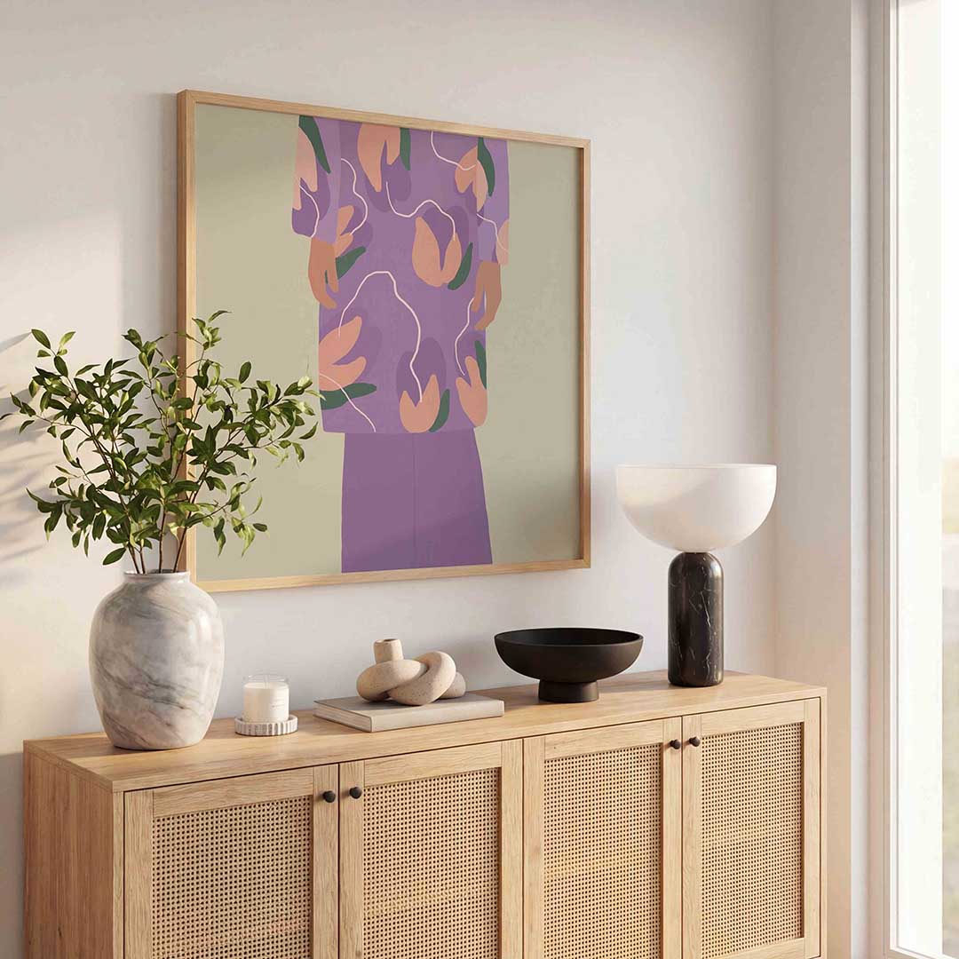 Figuur met bloemenpatroon Poster