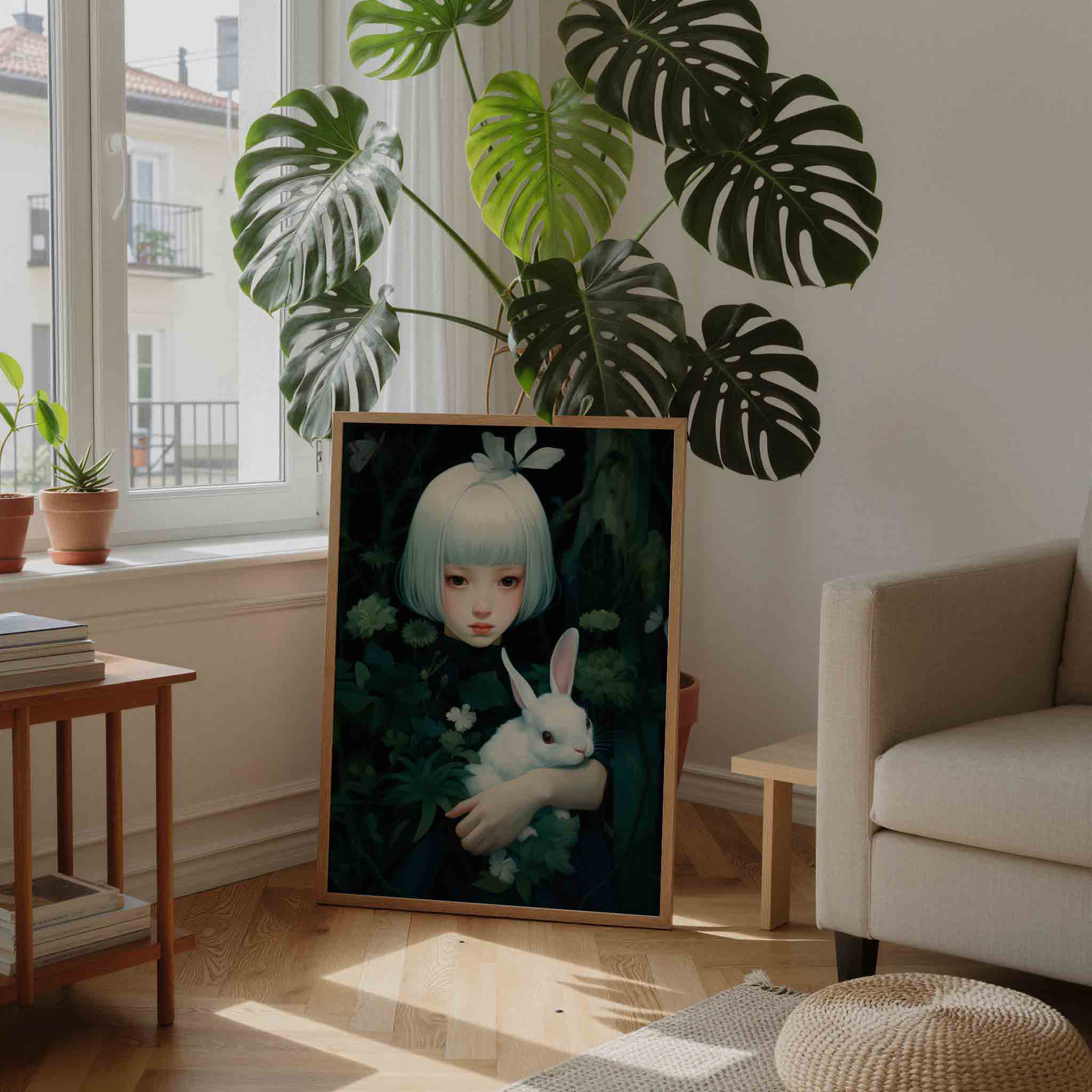 Meisje met konijn Poster