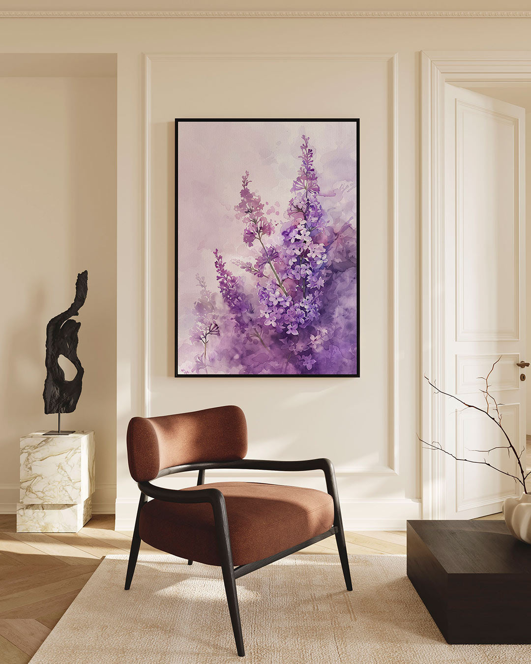 Bloemen in paarstinten Kunstwerk