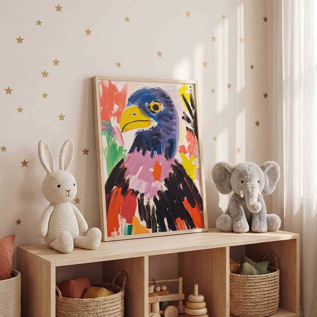 Vogel met kleurrijke achtergrond Poster