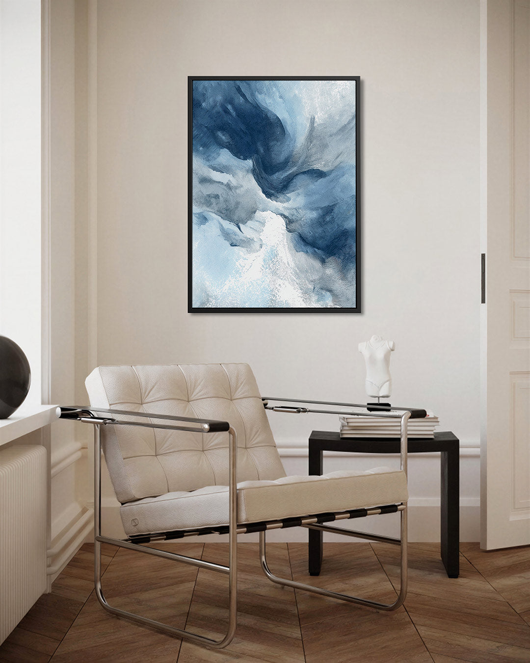Dynamische blauwe vormen Kunstwerk