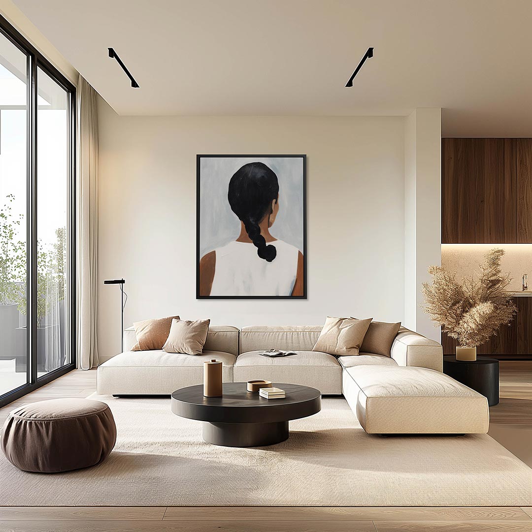 Vrouwelijke silhouet achteraanzicht Kunstwerk